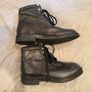 Frye Men's Black Leather Combat Boots, 9.5